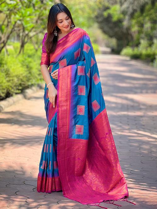 women self design kanjivaram saree with blouse - 21691502 - Very Small Image - 1