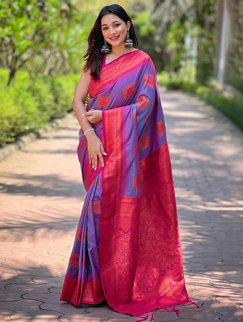 women self design kanjivaram saree with blouse - 21691503 - Very Small Image - 1