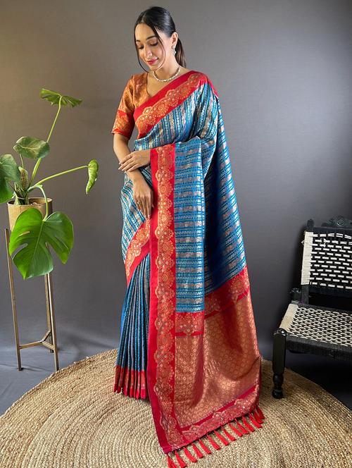 women self design kanjivaram saree with blouse - 21691504 - Very Small Image - 1