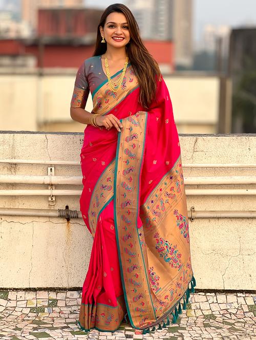 women self design paithani saree with blouse - 21691554 - Very Small Image - 1