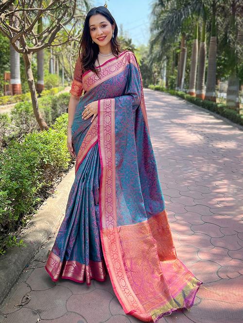 women self design kanjivaram saree with blouse - 21691556 - Very Small Image - 1