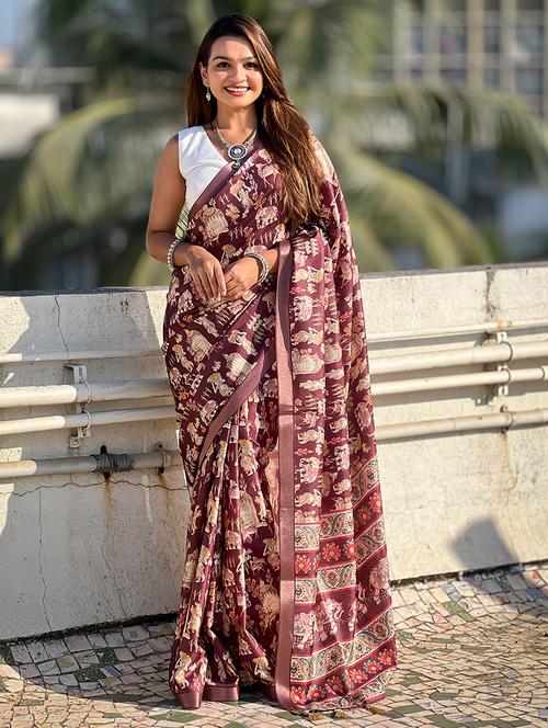 women printed casual wear saree with blouse - 21691569 - Very Small Image - 1