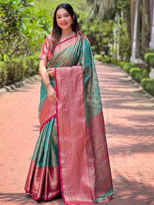 women self design kanjivaram saree with blouse - 21691584 - Very Small Image - 1