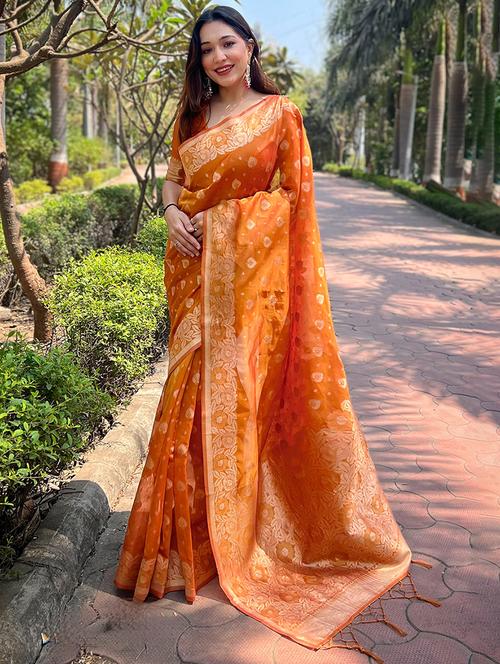 women self design kanjivaram saree with blouse - 21691596 - Very Small Image - 1