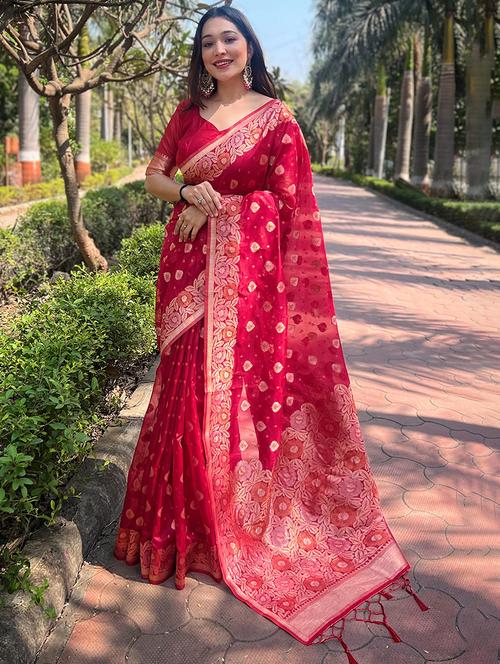women self design kanjivaram saree with blouse - 21691597 - Very Small Image - 1