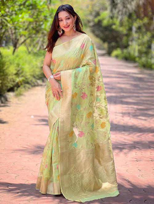 women self design kanjivaram saree with blouse - 21691599 - Very Small Image - 1