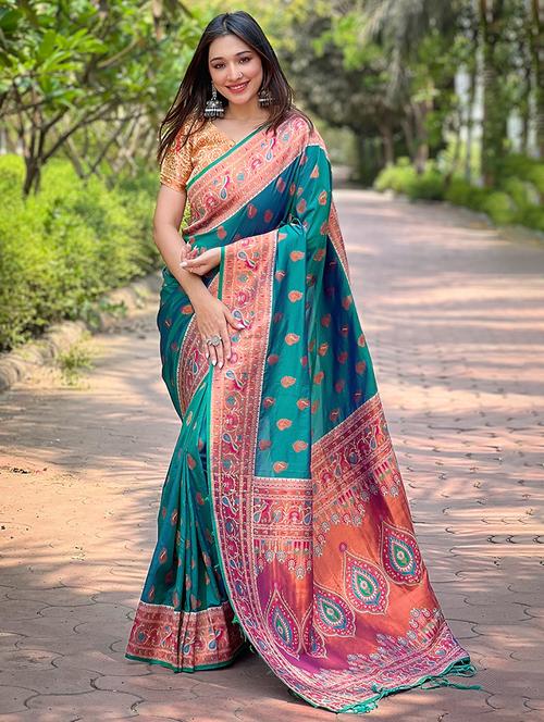 women self design paithani saree with blouse - 21691620 - Very Small Image - 1