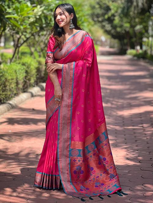 women self design paithani saree with blouse - 21691628 - Very Small Image - 1