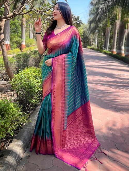 women self design kanjivaram saree with blouse - 21691644 - Very Small Image - 1