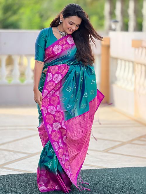 women self design kanjivaram saree with blouse - 21691649 - Very Small Image - 1