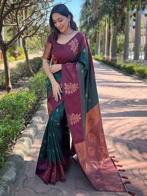 women self design kanjivaram saree with blouse - 21691652 - Very Small Image - 1