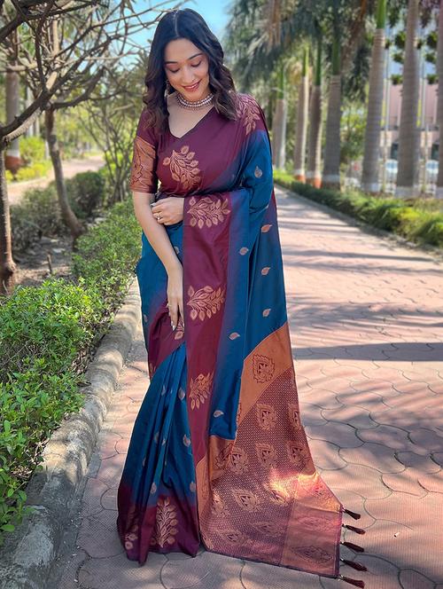 women self design kanjivaram saree with blouse - 21691653 - Very Small Image - 1