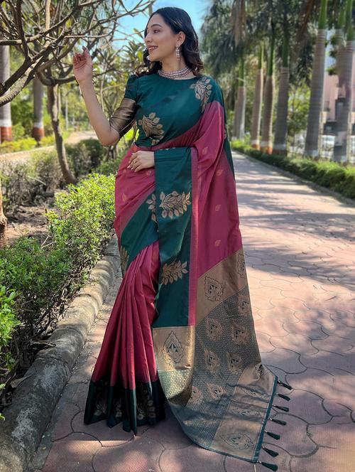 women self design kanjivaram saree with blouse - 21691656 - Very Small Image - 1