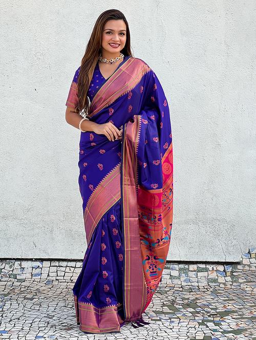 women self design paithani saree with blouse - 21691680 - Very Small Image - 1