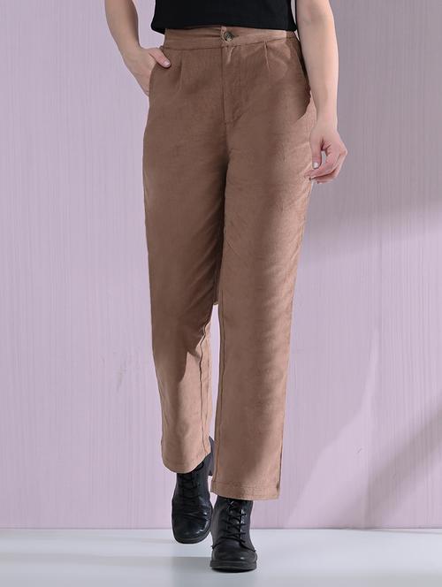 women high rise solid corduory trouser - 21691695 - Very Small Image - 1
