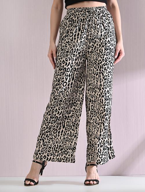 women high rise animal printed wide leg trouser - 21691697 - Very Small Image - 1