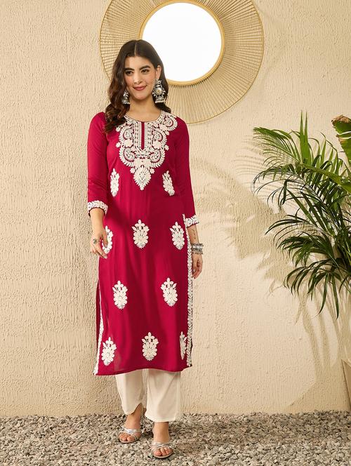 women three quarter sleeve straight kurta - 21692267 - Very Small Image - 1