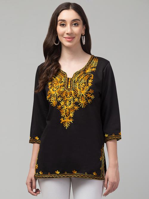 women embroidered three quarter sleeve woolen kurti - 21692271 - Very Small Image - 1