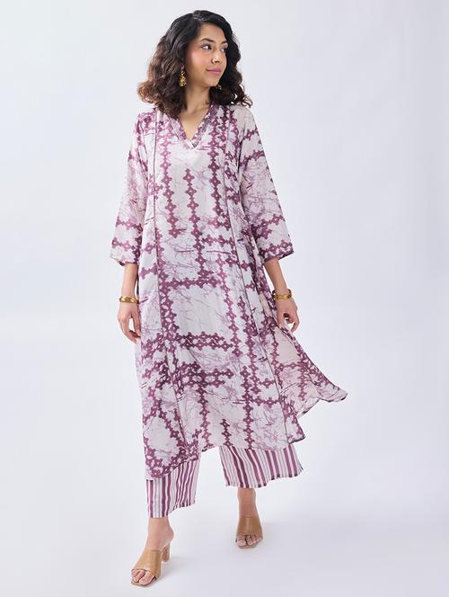 women off white printed kurta palazzo set - 21692293 - Very Small Image - 1