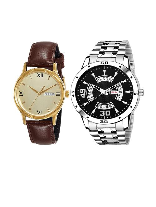 day n date men stylish analog latest watches combo - set of 2 - fk_slv-21 - 21694459 - Very Small Image - 1