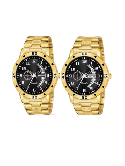 day n date men stylish analog latest watches combo - set of 2 - gold-1-and-gold-1 - 21694462 - Very Small Image - 1