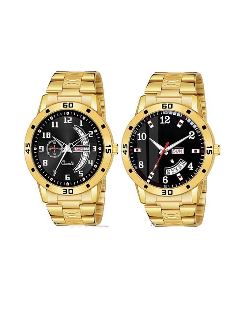 day n date men stylish analog latest watches combo - set of 2 - gold-1-and-gold-7 - 21694464 - Very Small Image - 1