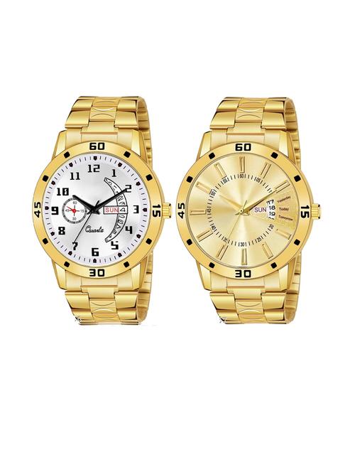 day n date men stylish analog latest watches combo - set of 2 - gold-19-and-gold-20 - 21694477 - Very Small Image - 1
