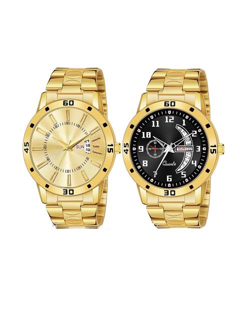 day n date men stylish analog latest watches combo - set of 2 - gold-20-and-gold-1 - 21694483 - Very Small Image - 1