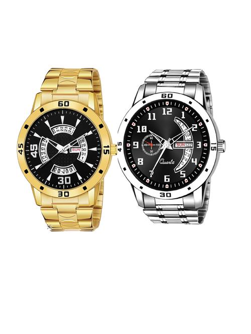 day n date men stylish analog latest watches combo - set of 2 - gold-21-and-slv-1 - 21694493 - Very Small Image - 1