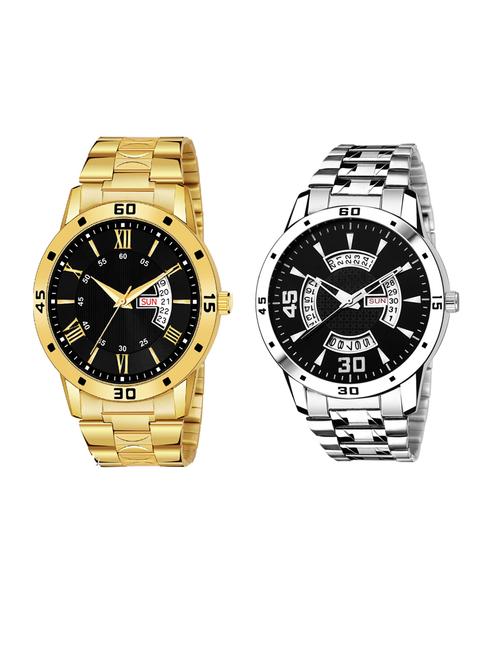 day n date men stylish analog latest watches combo - set of 2 - gold-24-and-slv-21 - 21694508 - Very Small Image - 1