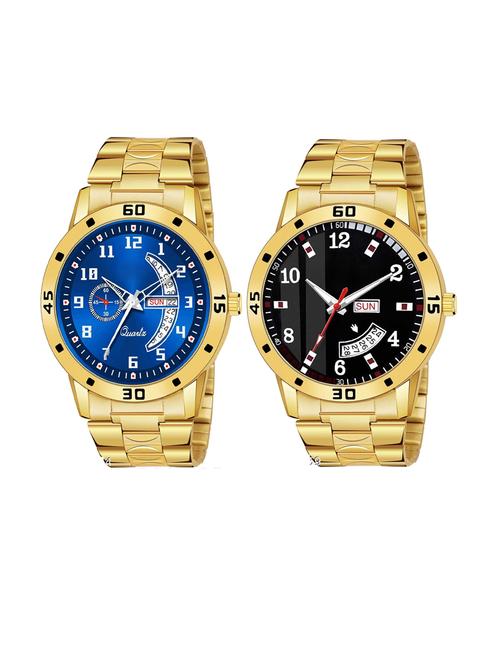 day n date men stylish analog latest watches combo - set of 2 - gold-4-and-gold-7 - 21694511 - Very Small Image - 1