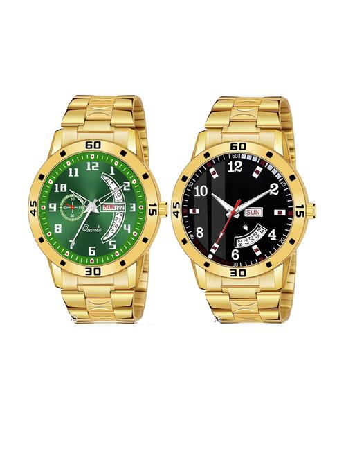 day n date men stylish analog latest watches combo - set of 2 - gold-6-and-gold-7 - 21694518 - Very Small Image - 1