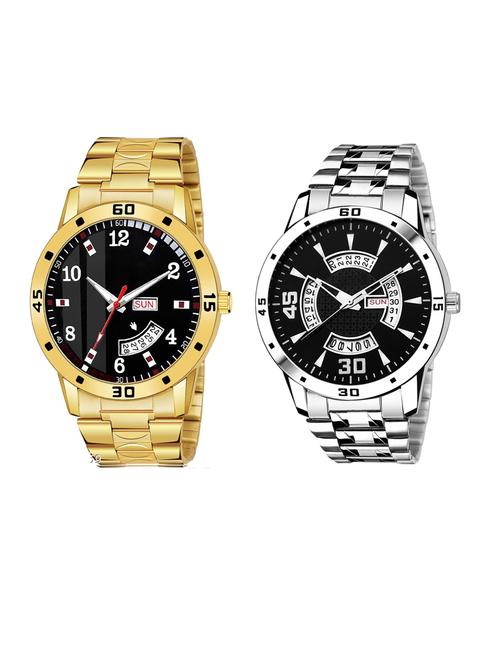 day n date men stylish analog latest watches combo - set of 2 - gold-7-and-slv-21 - 21694528 - Very Small Image - 1