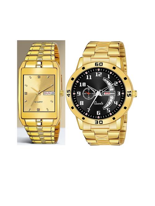 day n date men stylish analog latest watches combo - set of 2 - golden-golden-gold-1 - 21694551 - Very Small Image - 1