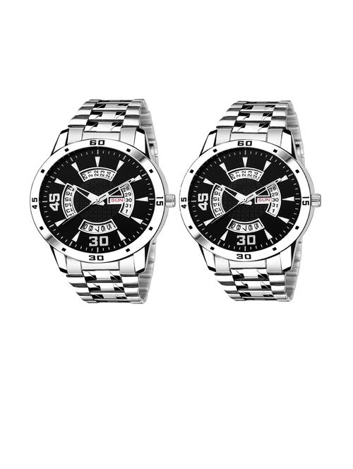 day n date men stylish analog latest watches combo - set of 2 - slv-21-slv-21 - 21694584 - Very Small Image - 1