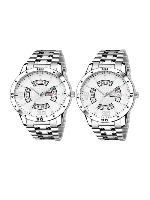 day n date men stylish analog latest watches combo - set of 2 - slv-22-slv-22 - 21694585 - Very Small Image - 1