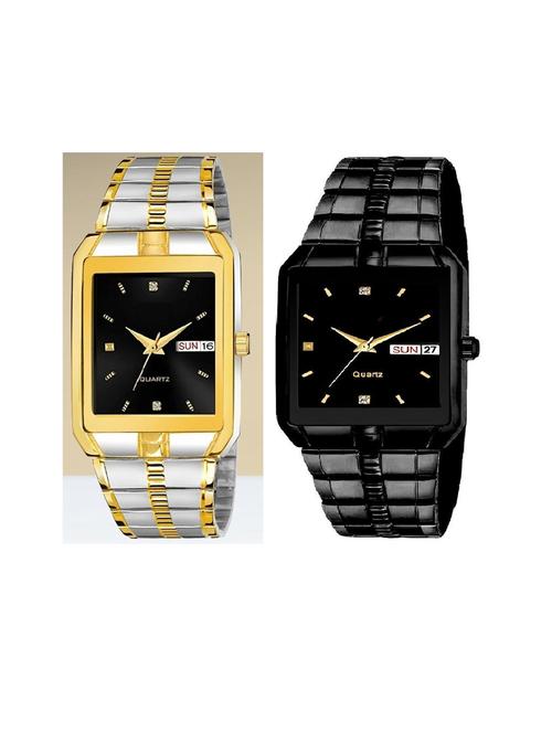 day n date men stylish analog latest watches combo - set of 2 - tt-black-black-case - 21694601 - Very Small Image - 1