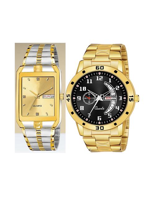 day n date men stylish analog latest watches combo - set of 2 - tt-gold-gold-1 - 21694615 - Very Small Image - 1