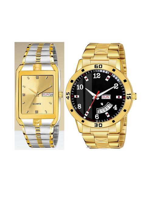 day n date men stylish analog latest watches combo - set of 2 - tt-gold-gold-7 - 21694617 - Very Small Image - 1