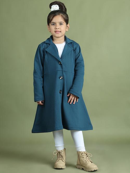 girls long sleeves solid trench coat - 21694640 - Very Small Image - 1