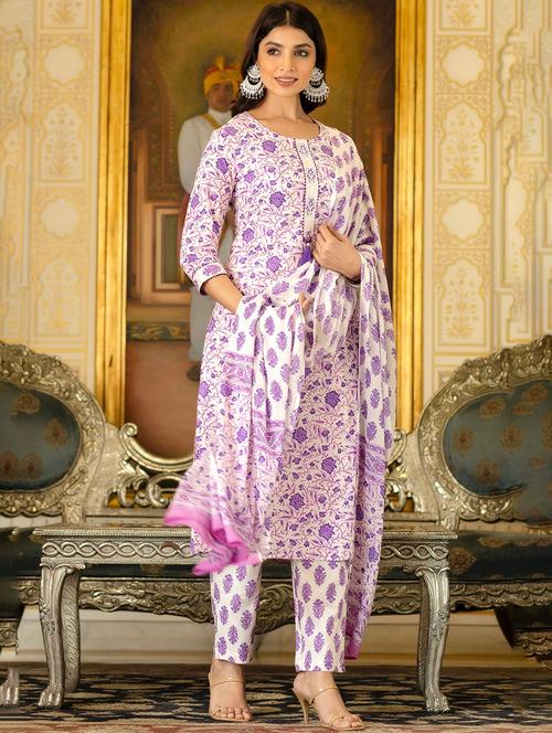 women floral printed round neck suit set - 21694808 - Very Small Image - 1