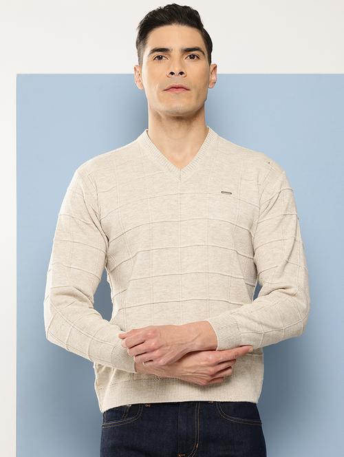 men v-neck checkered pullover - 21694836 - Very Small Image - 1