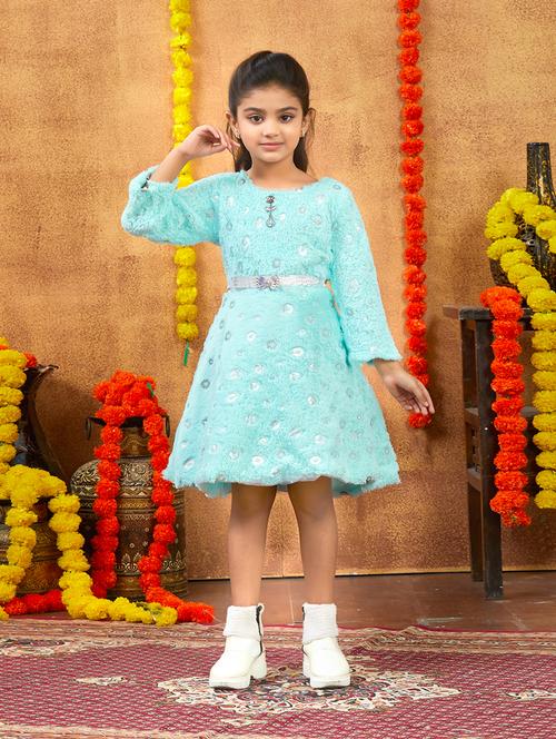 girls self designed winter wear frock - 21694840 - Very Small Image - 1