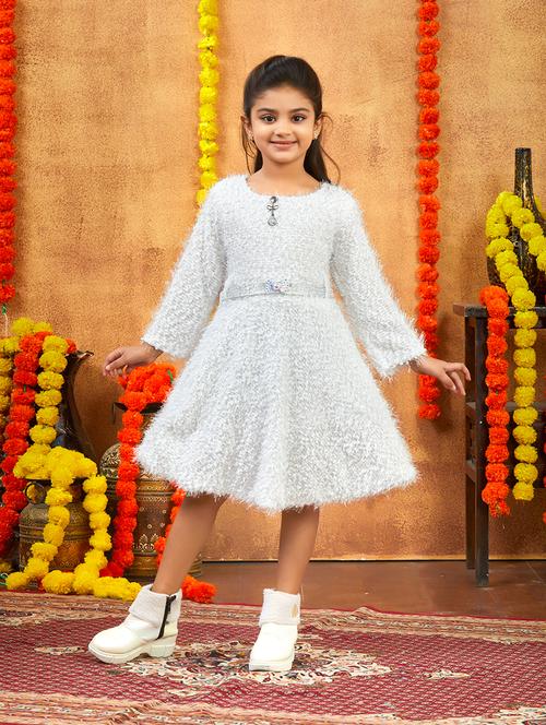 girls self designed winter wear frock - 21694847 - Very Small Image - 1