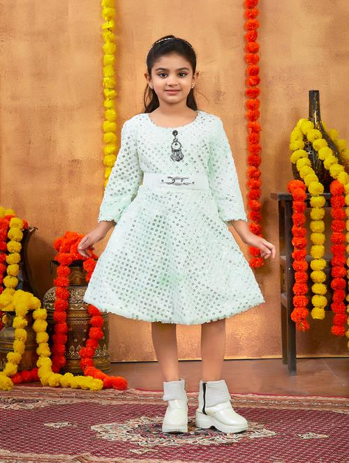 girls self designed winter wear frock - 21694848 - Very Small Image - 1