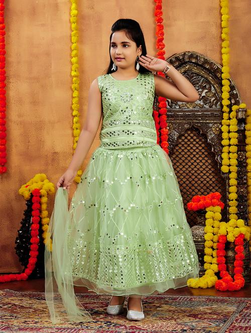 girls embroidered lehenga choli set with dupatta - 21694924 - Very Small Image - 1