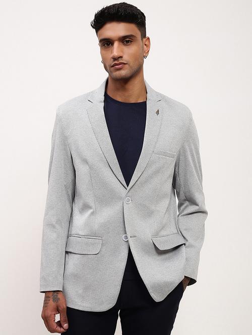 men solid single breasted casual blazer - 21696135 - Very Small Image - 1