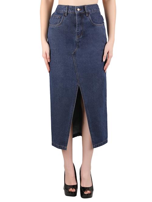 women solid high rise denim skirt - 21696449 - Very Small Image - 1