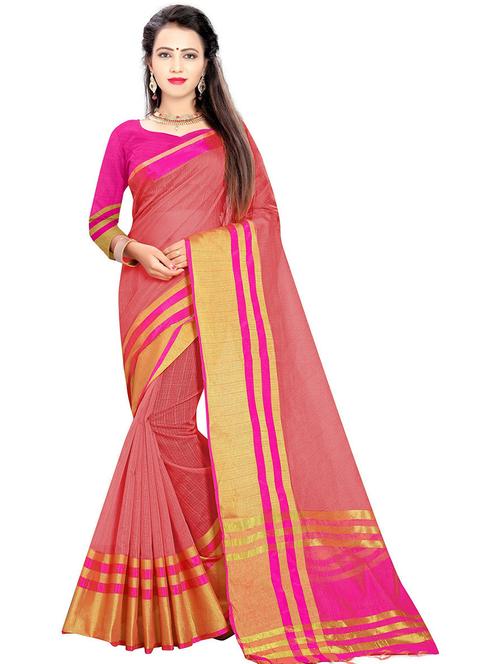 women red solid bordered saree - 21696542 - Very Small Image - 1