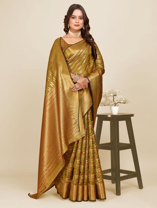 women printed zari bordered saree - 21696598 - Very Small Image - 1